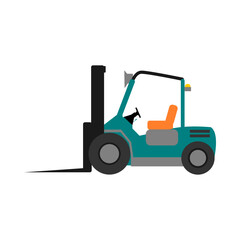 turquoise forklift. goods transport vehicle. industrial vehicles. heavy equipment. logistics vehicles. warehousing vehicles. vector forklift. simple vector. flat design. industrial theme.