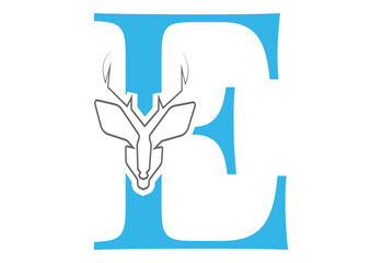 initial E latter with Head vector logo design wild animal with horns quality stylish luxury,