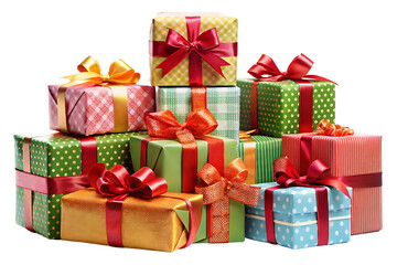 Obraz premium Stack of Christmas gifts on transparent background