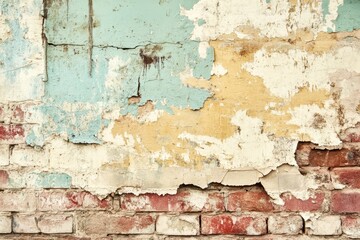 Weathered Brick Wall with Peeling Paint