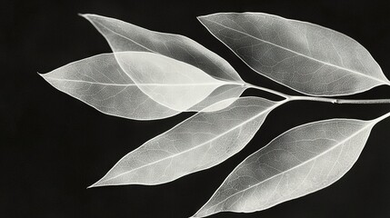 Obraz premium Two leaves on each branch in monochrome