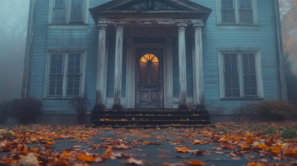 A house with a porch and a door