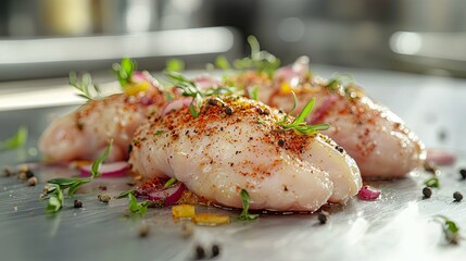 Seasoned Raw Chicken Breasts Ready for Cooking
