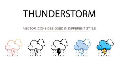 Fototapeta premium Thunderstorm icon design with white background stock illustration