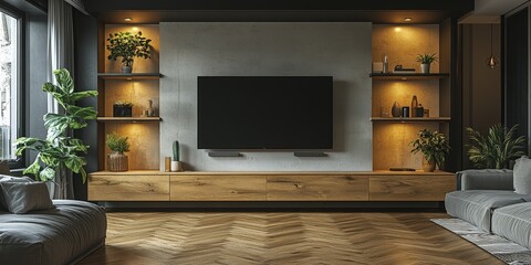 Modern Minimalist TV Cabinet Design in Wood