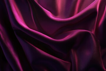 Obraz premium Close-up of Draped Deep Purple Fabric with a Smooth, Shiny Texture