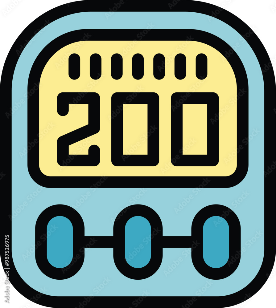 Poster digital handheld device with buttons showing number two hundred on screen