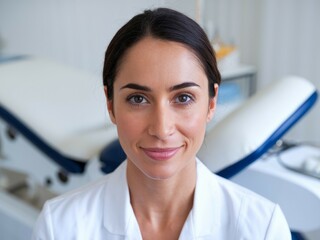 Doctor smiling confidently. Female doctor with a warm smile, showing confidence and professionalism.