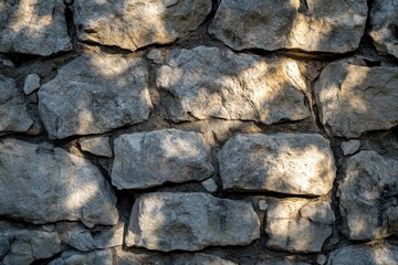 Obraz premium Rough Stone Wall Texture with Light and Shadow Patterns