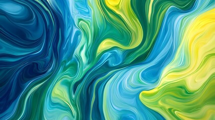 Obraz premium Abstract background with swirling blue, green, and yellow colors.
