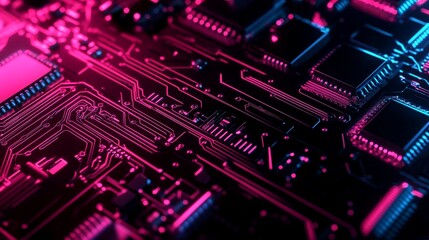 Fototapeta premium high-tech background featuring circuit patterns and neon colors