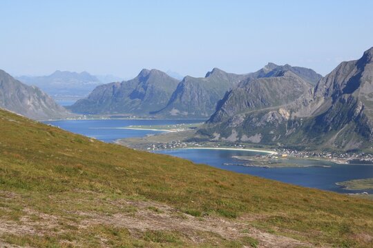 Arcipelago delle Isole Lofoten visto dall'alto. Norvegia,