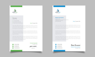 Green And Blue Modern Business Letterhead Simple Clean Template Design
