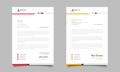 Red And Yellow Modern Business Letterhead Simple Clean Template Design