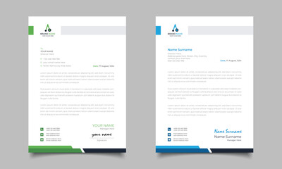 Green And Blue Modern Business Letterhead Simple Clean Template Design
