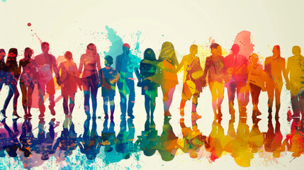 Diverse groups, people of different ethnicities, genders, ages, and inclusive representation.