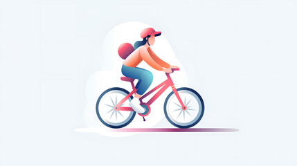 Naklejka premium Flat style riding a bicycle illustration