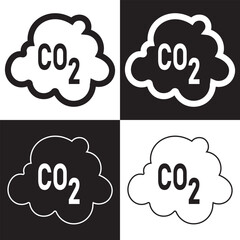 co2 cloud icon.  isolated on white and black background. Vector illustration. EPS 10