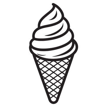 recommend clip art: Ice cream cone line art vector illustration