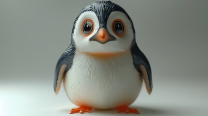 A cartoon-style image of an object related to Animal Crossing &ndash; Penguin, Explorer in a white background design, displayed in a design studio. The scene is well-lit, with natural light highlighting 