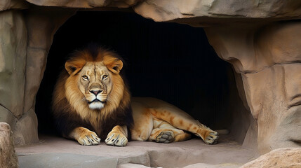 A lion in a den. © Narayana