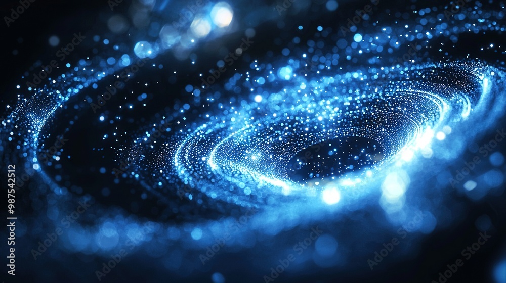 Canvas Prints  Blue and black background with central spiraling object surrounded by numerous stars