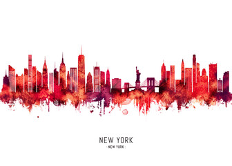 Fototapeta premium New York City New York Skyline Red