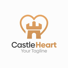 Castle Heart Logo Design Template. Good for Business, Agency, Community and Organization
