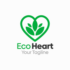 Eco Heart Logo Design Template. Good for Business, Agency, Community and Organization