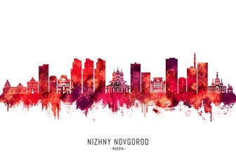 Naklejka premium Nizhny Novgorod Russia Skyline Red
