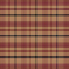 Plaid with twill weave repeat pattern in brown.Gingham seamless pattern with stripes.Checkered tartan Geometric graphic vector illustration background.