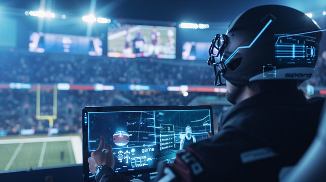 A sports analyst using computer vision technology to track players’ movements and game statistics in real-time.