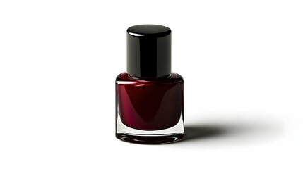 Obraz premium Bottle of burgundy nail polish on a white isolate background, perfect for beauty and fashion themes.