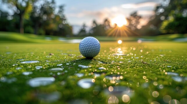 Professional golfer play a golf game on tee off in green grass golf course with Fuji mt, sport, travel and relax in vacation time.