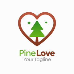 Pine Love Logo Design Template. Good for Business, Agency, Community and Organization