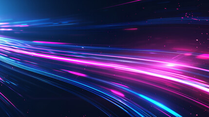 Neon light streaks on dark background – vibrant streaks of blue and pink light, futuristic and dynamic for tech companies.