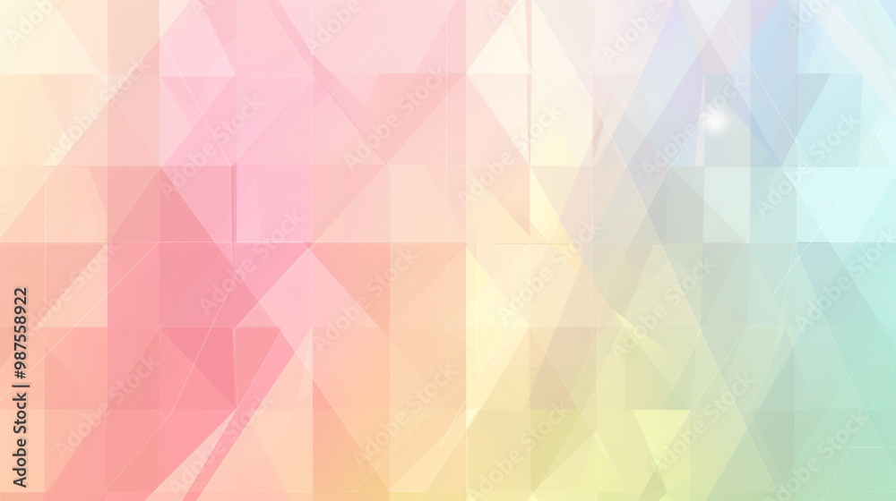 Wall mural soft pastel gradient with geometric shapes – minimal triangles and soft blending colors, warm and ap