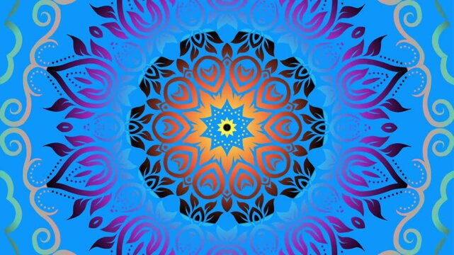 Luxurious caleidoscope colourful flowers line art motion graphics for aesthetic intro commercial ads 