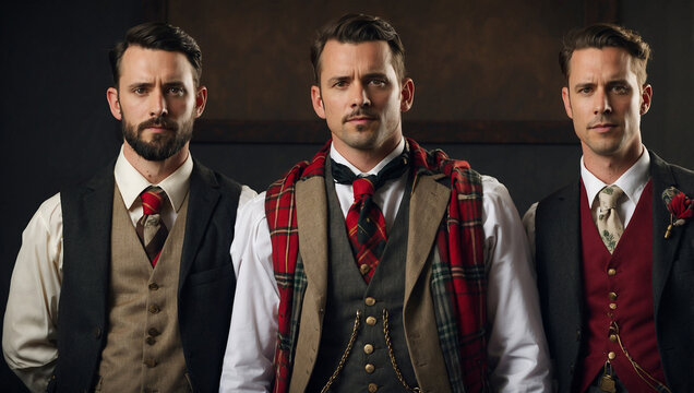 Three Men Scottish Kilts 1