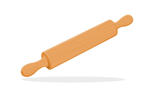 Baking Tools Vector Illustration Isolated on White Background. A Baking Kitchen Utensil and Cooking Tool Illustration. Rolling Pin Vector Illustration Isolated. Illustration of a Wooden Rolling Pin.