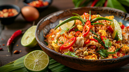 Spicy Chicken Fried Rice with Lime and Chilli