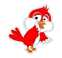 cute red bird cartoon