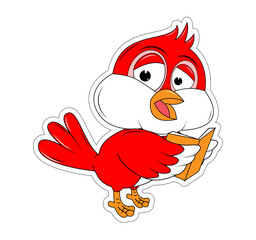 cute red bird cartoon