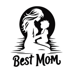 Best Mom typography silhouette vector illustration and artwork 