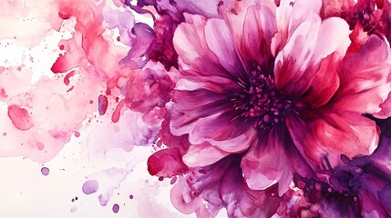 Pink and Purple Watercolor Flower Background