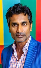Obraz premium Studio Portrait of Middle-Aged Indian Male with Average Build 
