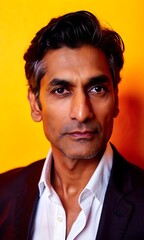 Studio Portrait of Middle-Aged Indian Male with Average Build
