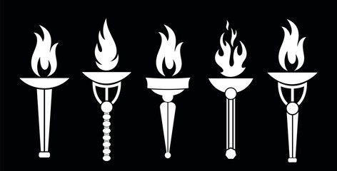 Torch logo. Isolated torch on black background