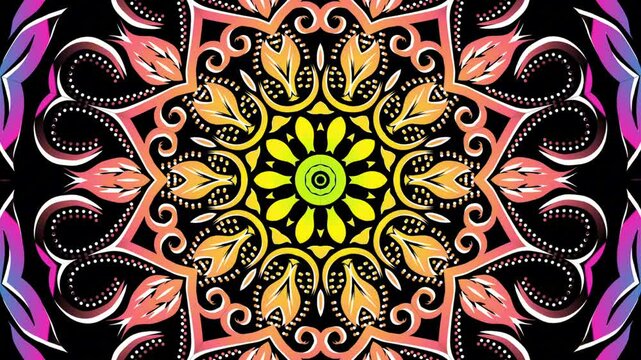 Luxurious caleidoscope colourful flowers line art motion graphics for aesthetic intro commercial ads 