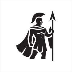 spartan logo, simple knight, black and white